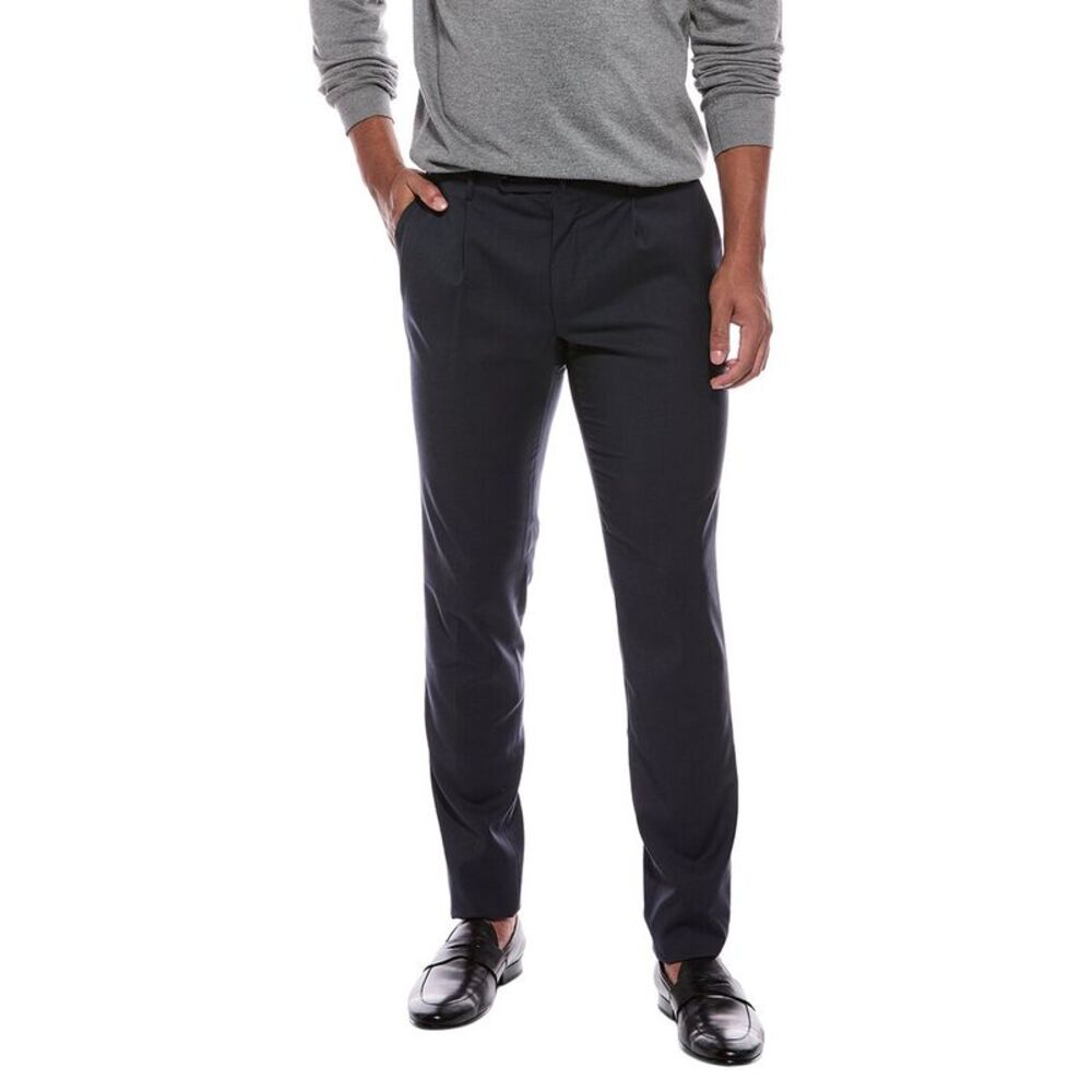 Slowear Mens  Virgin Wool Regular Fit Pant, Navy